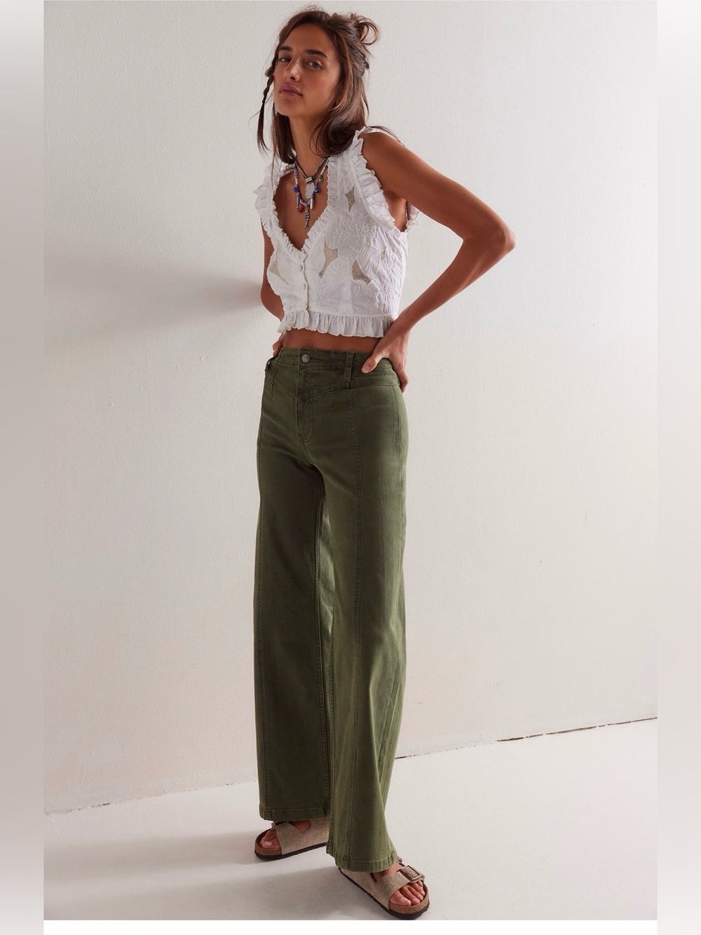 Free People We The Free Libre Wide-Leg Jeans Thyme Size 27